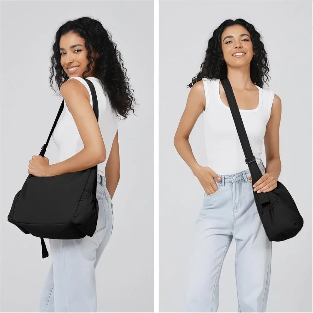 Nylon Crossbody Bag Womens Adjustable Quilted Strap Travel Work Casual